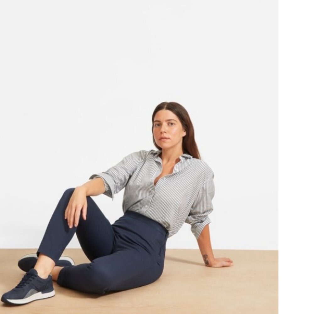 Everlane Side Zip Stretch Cotton Ankle Pant Navy Blue‎ 6